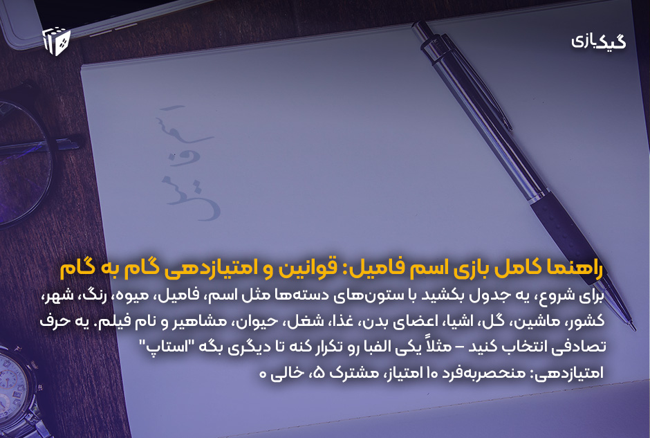 بازی اسم فامیل: چیت لیست + راهنما و تقلب